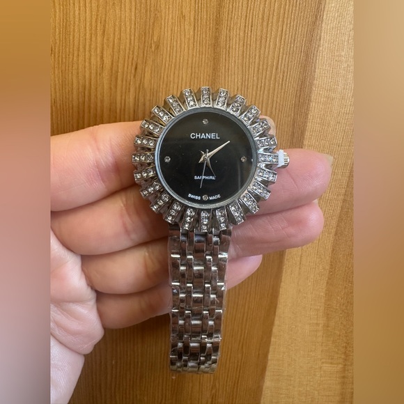 CHANEL Silver Tone Crystal-Accented Women's Watch with Matching Bracelet - Picture 12 of 17